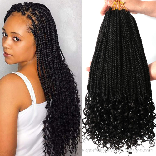 Crochet Hair Box Braids Curly Ends Ombre Synthetic Hair for Braid 24 Strands Braiding Hair Extensions